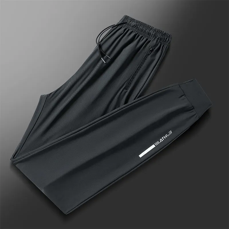 Men'S Ice Silk Pants Breathable Casual Pants Sports Pants Quick-Drying Pants Men'S Elastic Straight Large Size