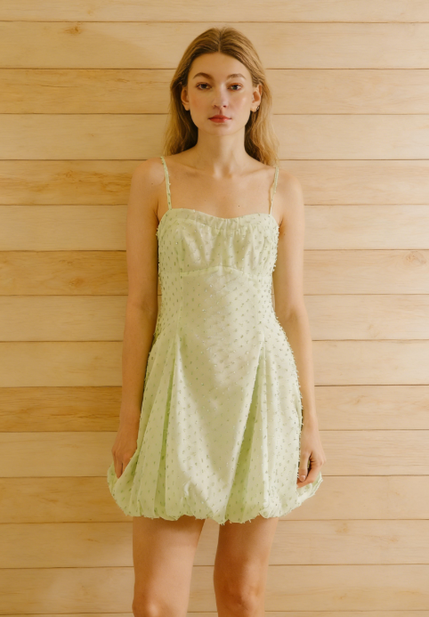 Alina Mint Green Dots Mini Dress