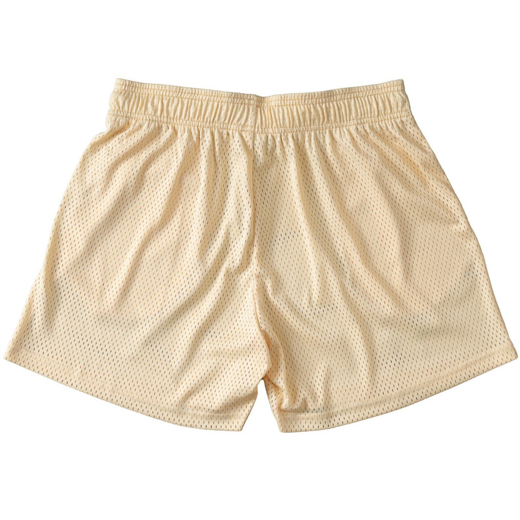 VENTED MESH SHORTS SCRIPT - CREAM / BLACK