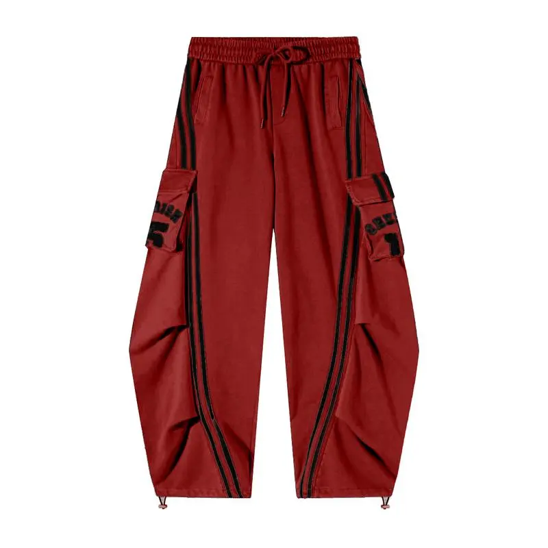 Women’s Loose Wide-Leg Cargo Pants with Elastic Waist & Drawstring