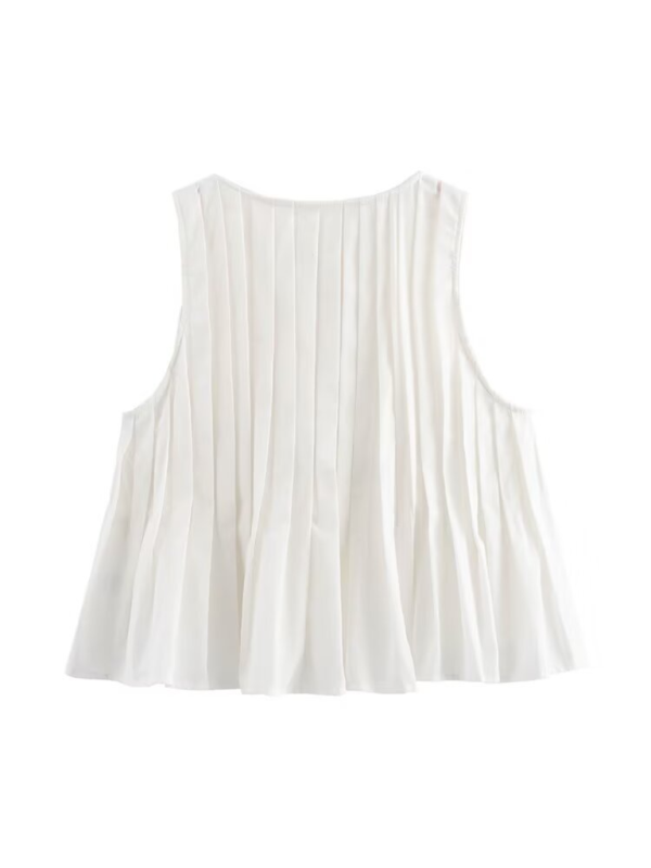 Simple Pleated Shirt Vest Skirt Suit