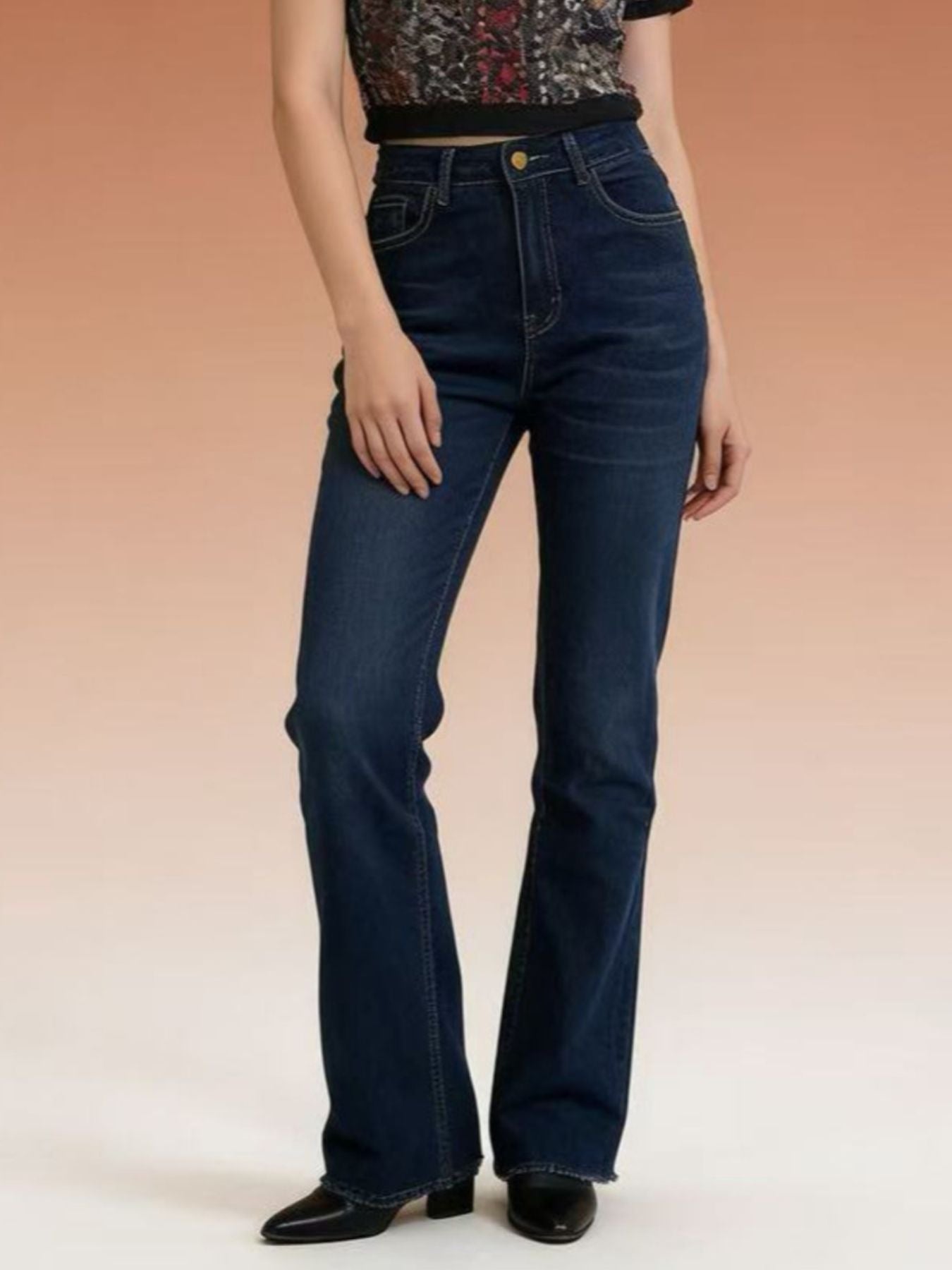 High-Waisted Bootcut Jeans