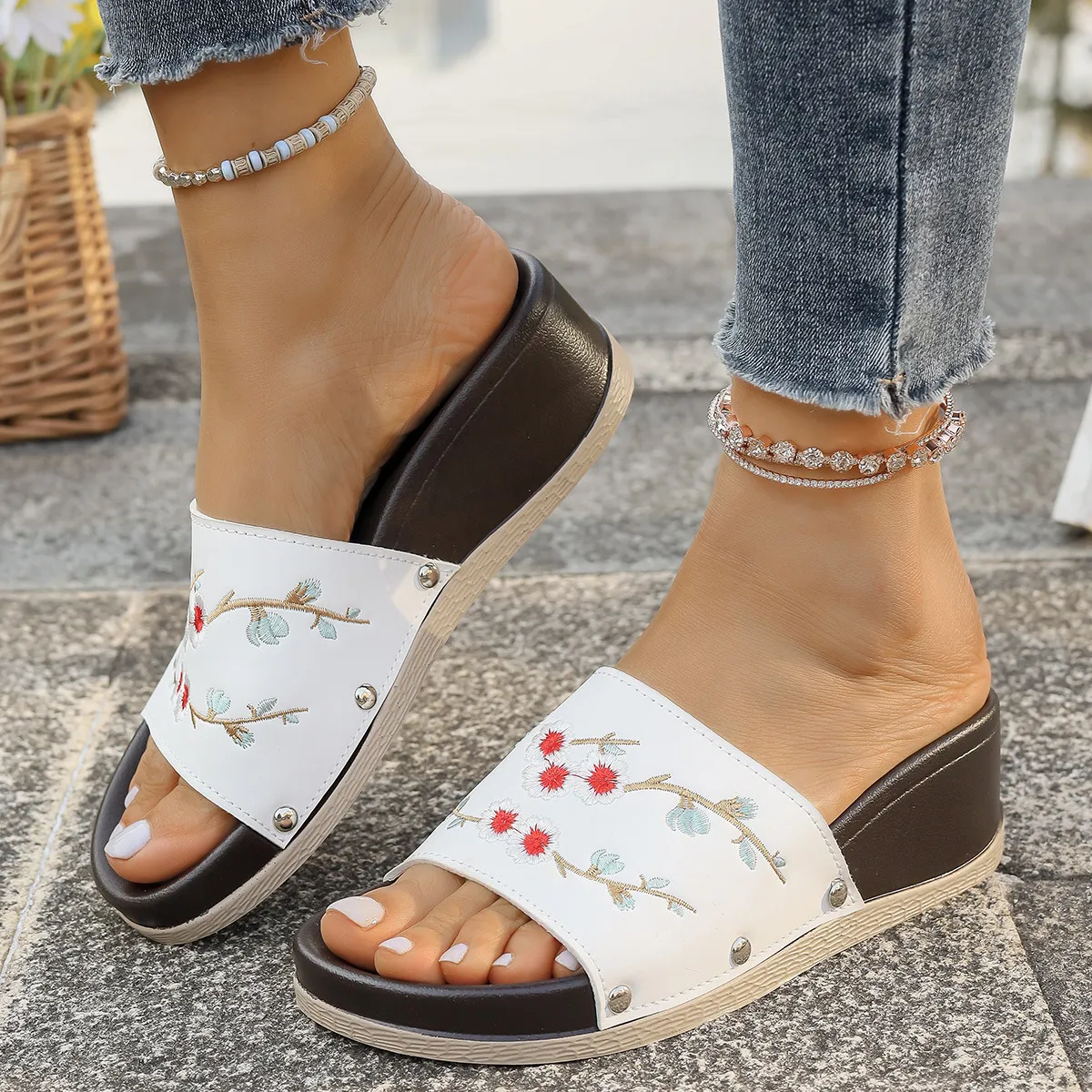 Open Toe Wedge Sandals (multiple color options)