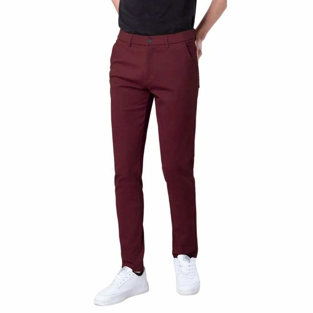 Men's Skinny Khaki Pants Tapered Casual Trousers Menswear