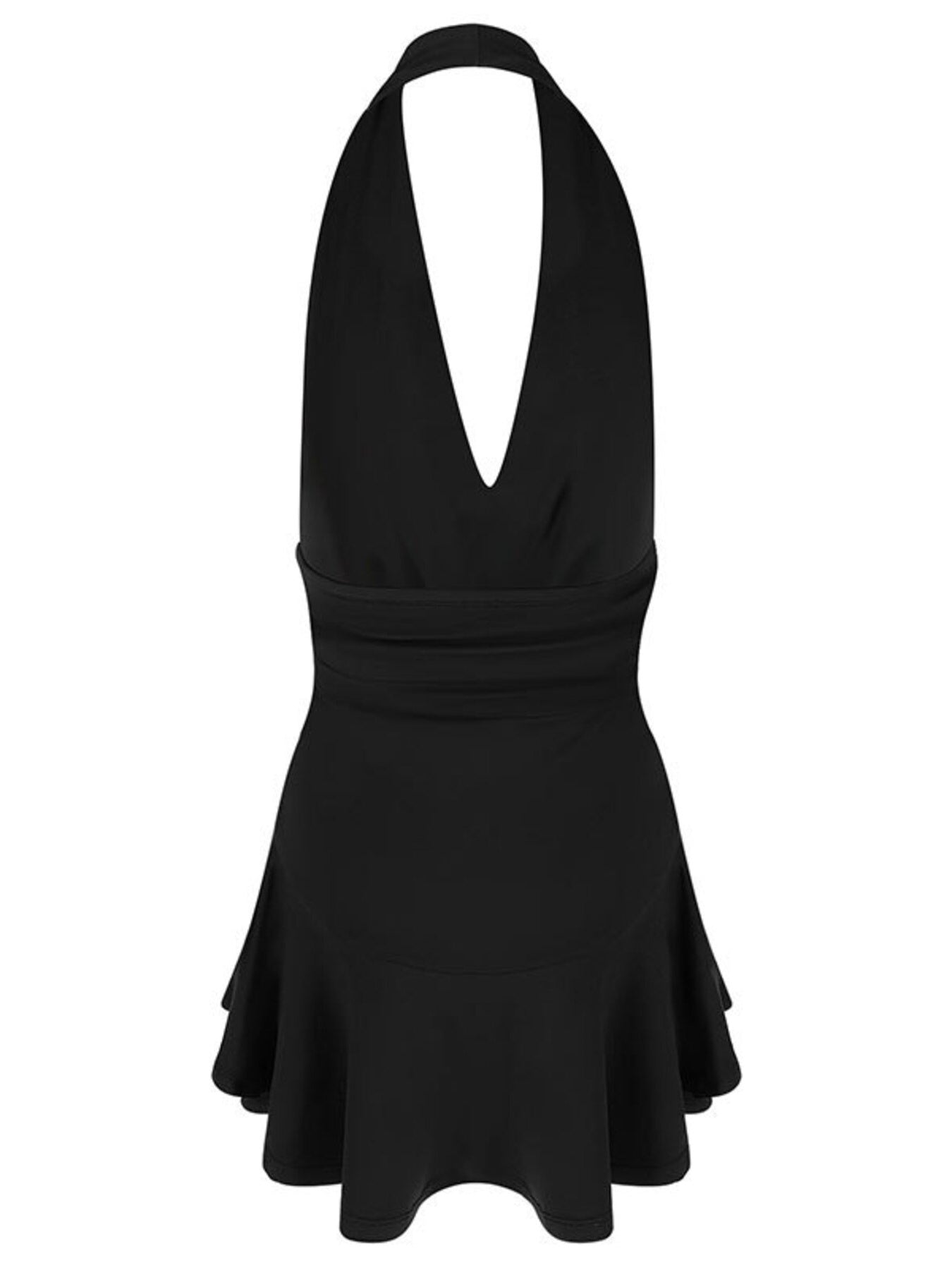 Halter Neck Ruffle Hem Mini Dress