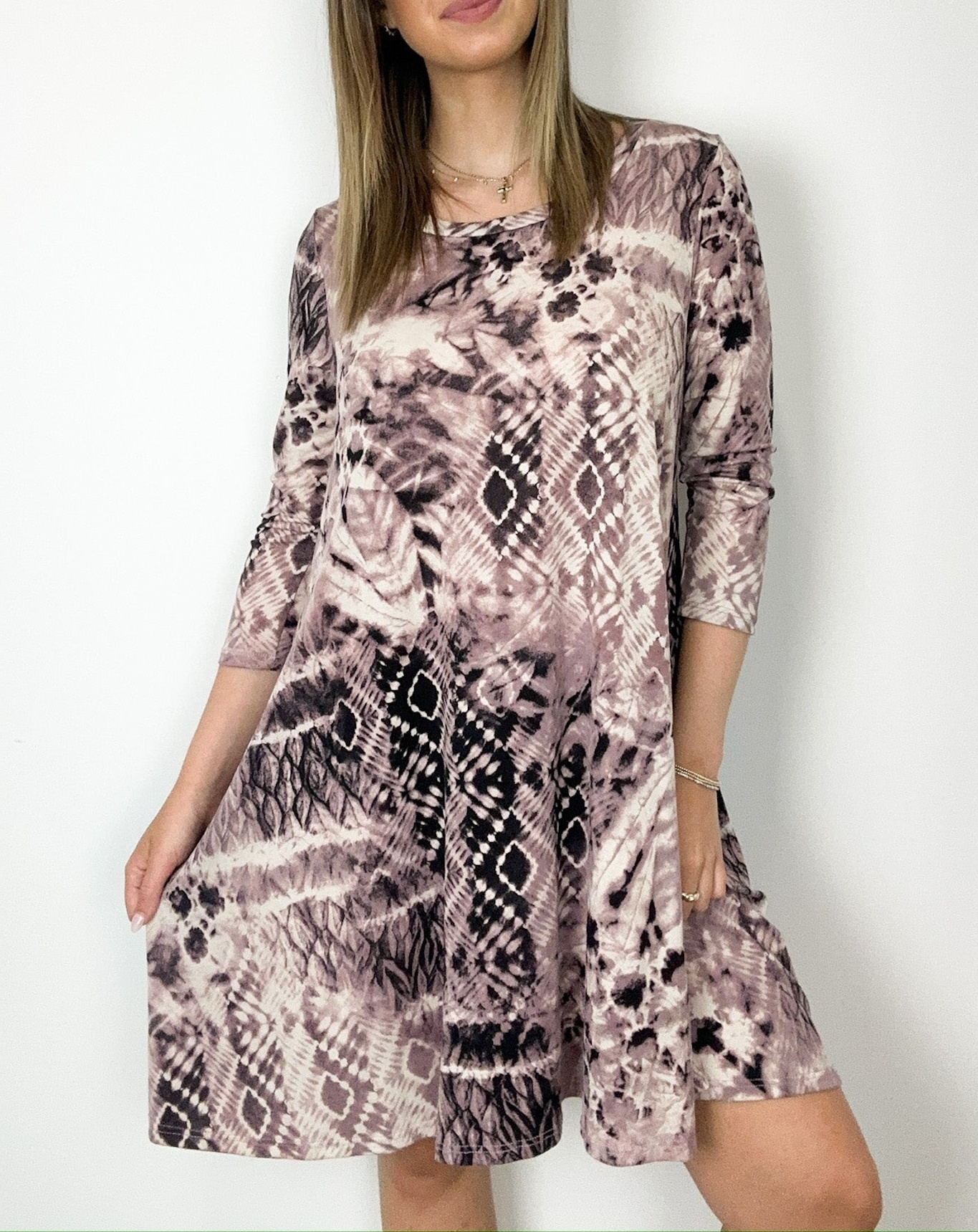 Definite Drama Abstract Print Shift Dress