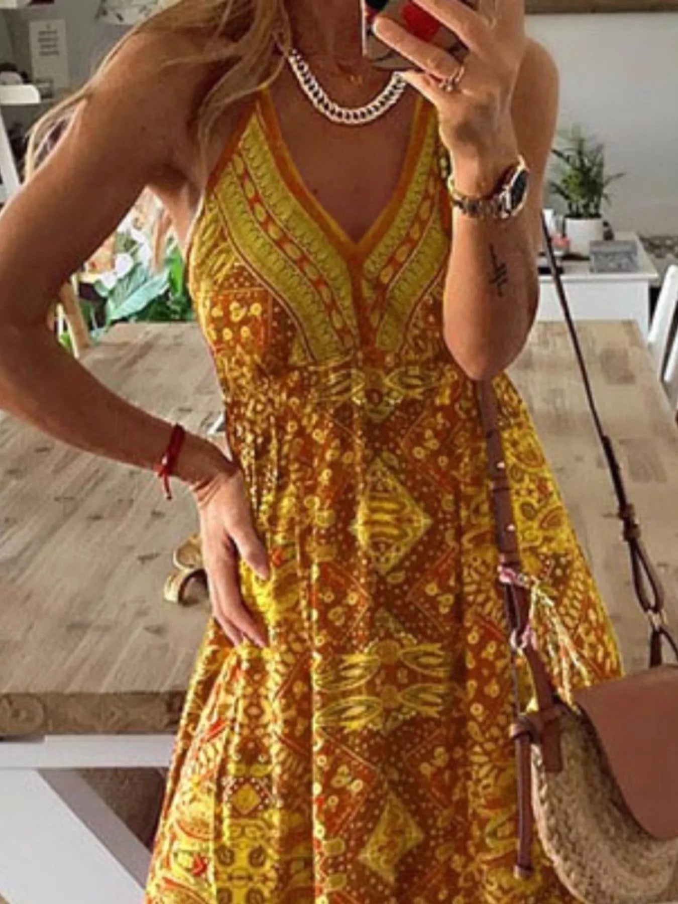 Printed V-Neck Maxi Dress