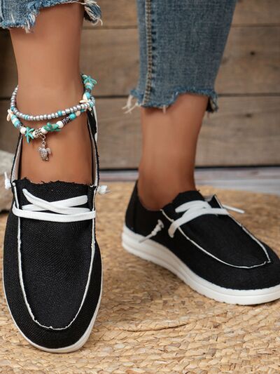 Lace Up Round Toe Slip-Ons (multiple color options)