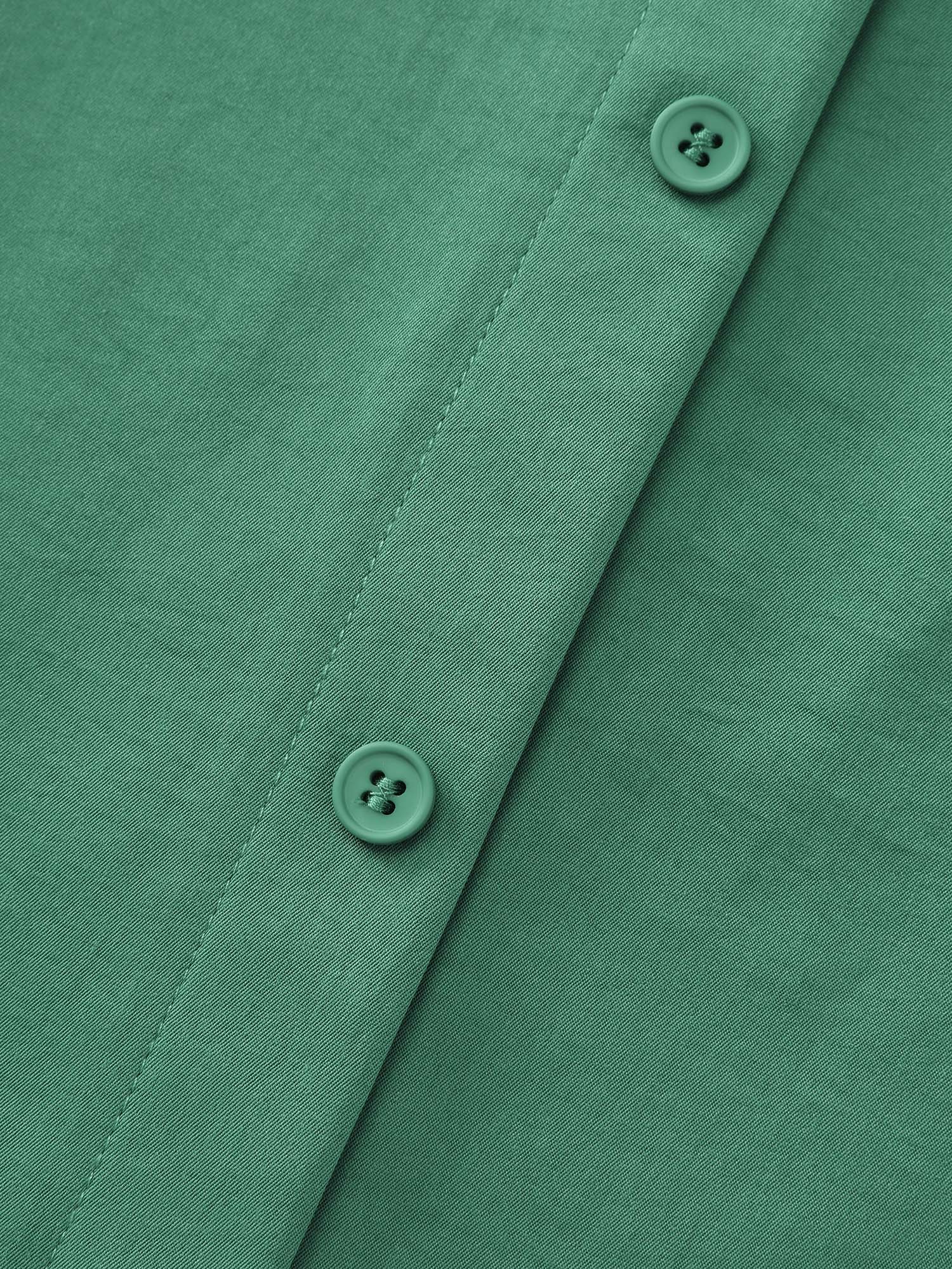 Shirt Collar Decorative Waistline Midi Dress