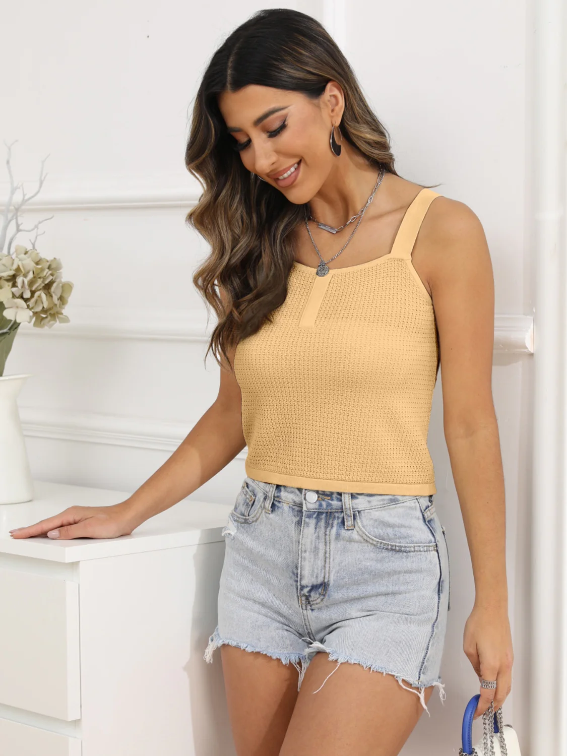 Square Neck Cropped Cami (multiple color options)