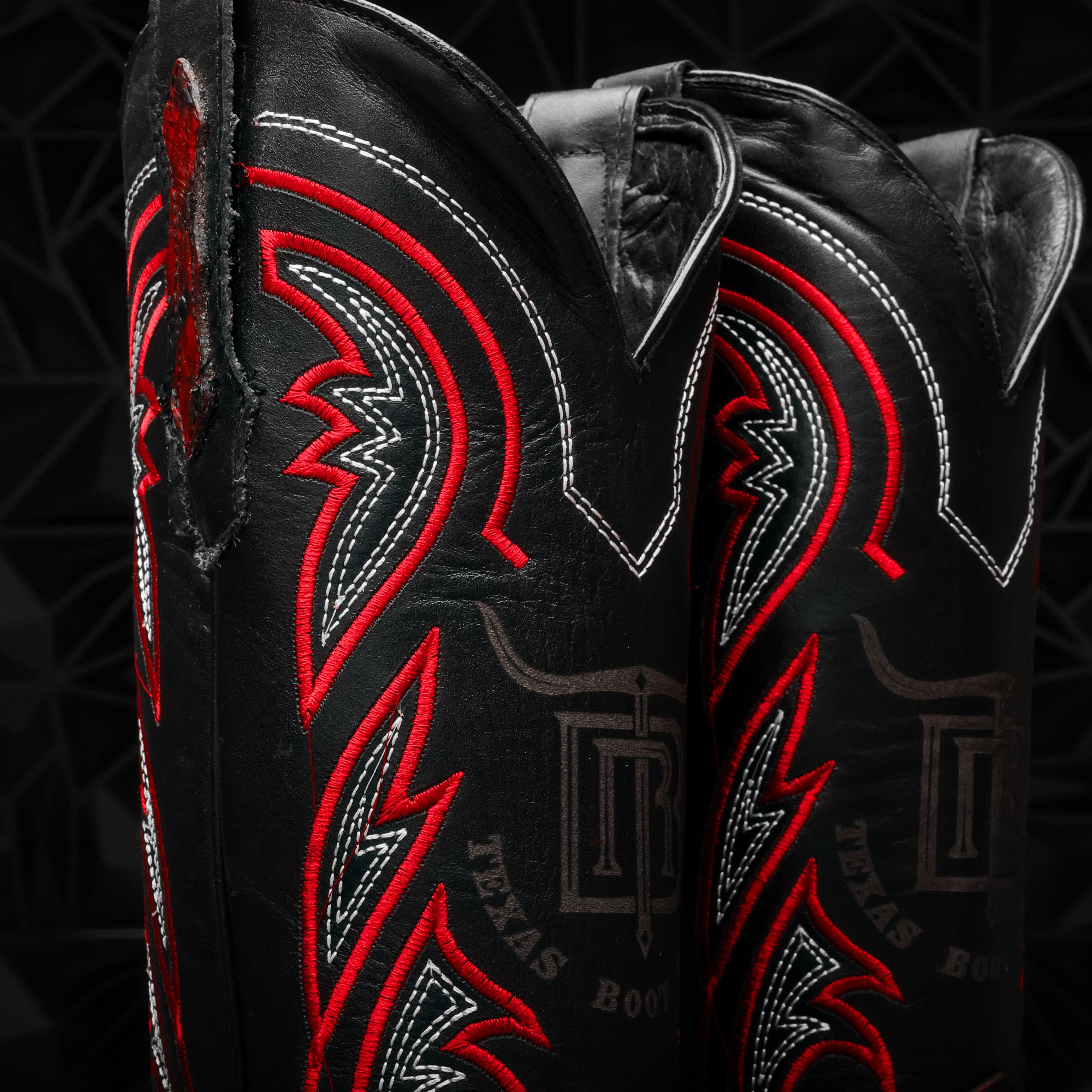 Black Cherry Ostrich Leather Boots - Square Toe