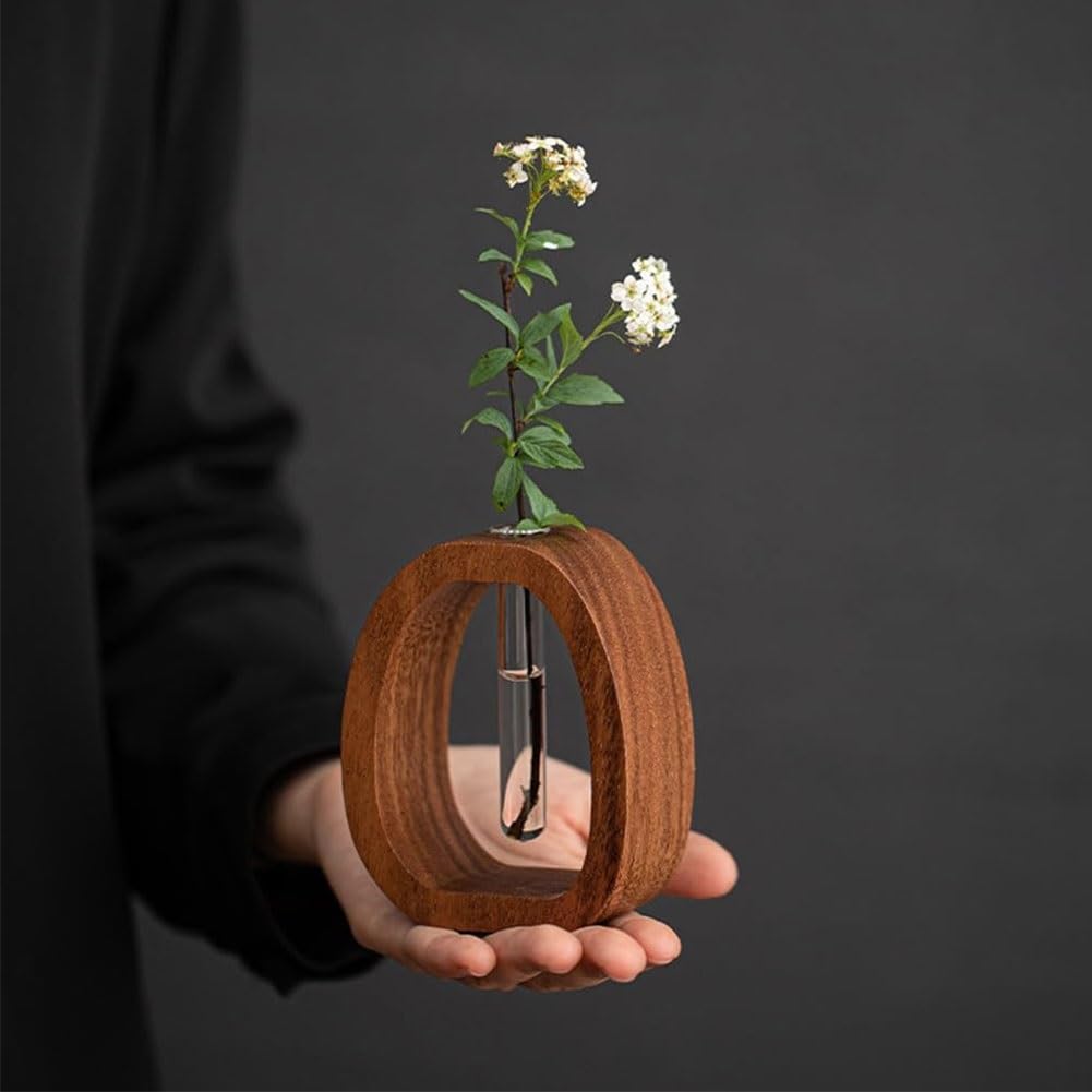 Solid Wood Glass Vase