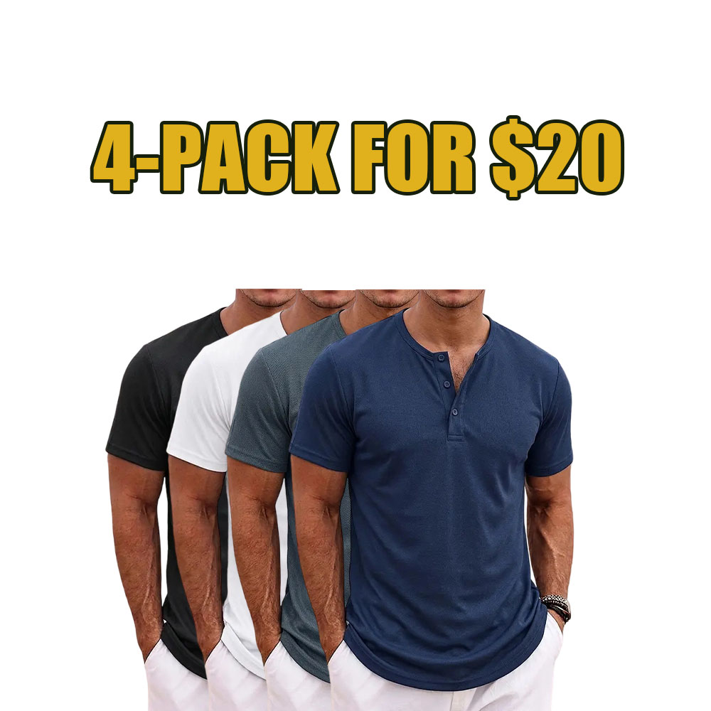 7-Pack Men's Casual Henley Shirt – Breathable, Comfortable & Stylish