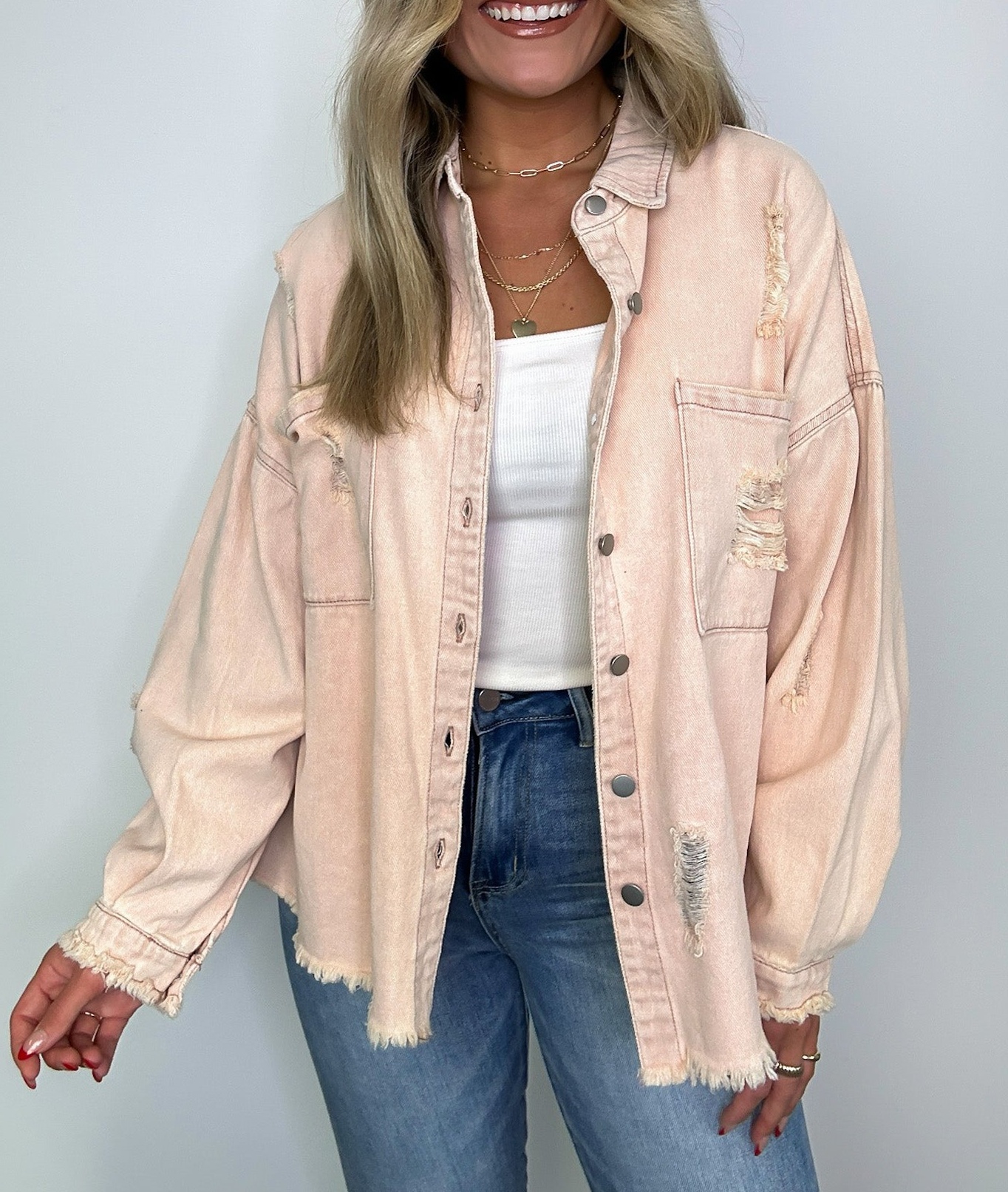 Oversized Distressed Denim Jacket
