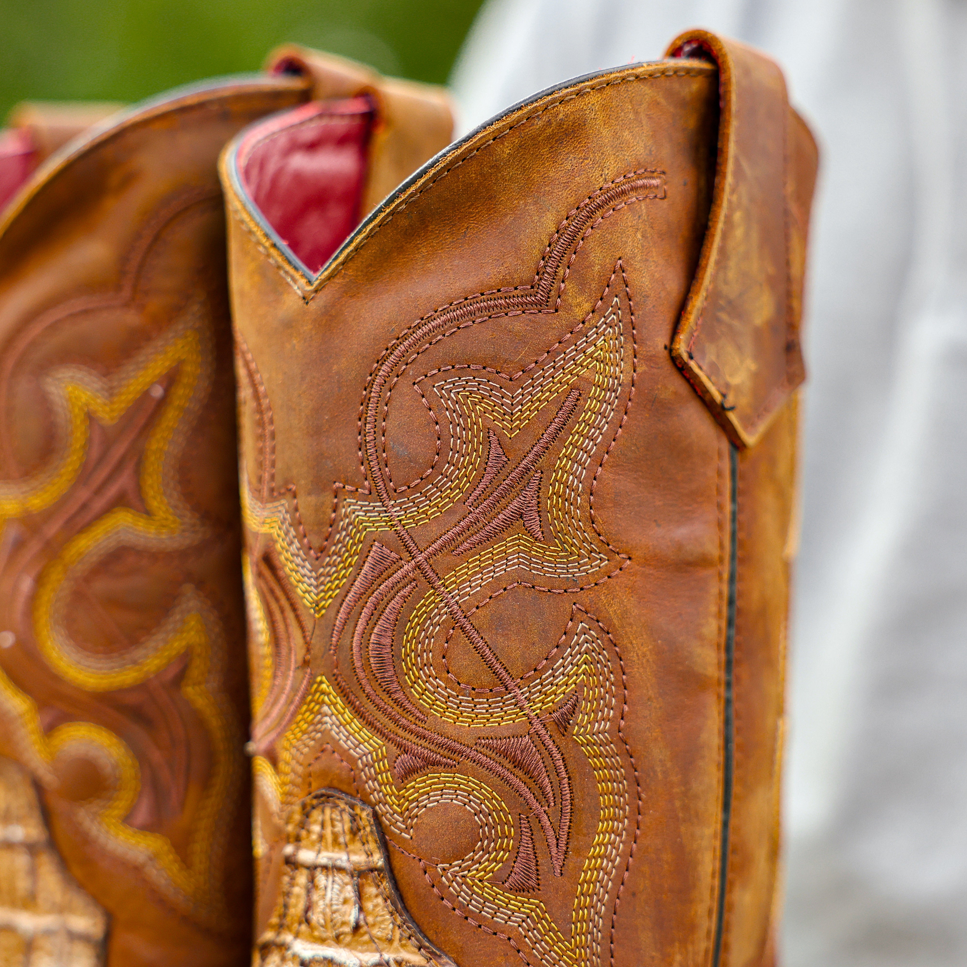 Honey Caiman Neck Leather Boots With 3D Lightweight Sole - Composite Toe