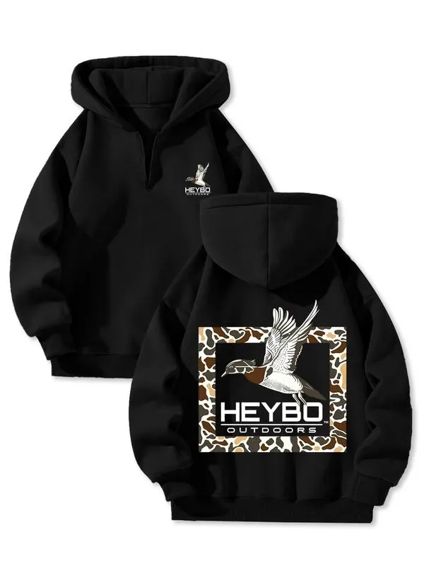 Fleece Lined Hooded Long Sleeve Half Zip Men's Sweatshirt