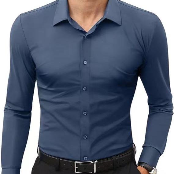 🔥Last Day Promotion!🔥Men’s Stretch Slim-Fit Long Sleeve Dress Shirt