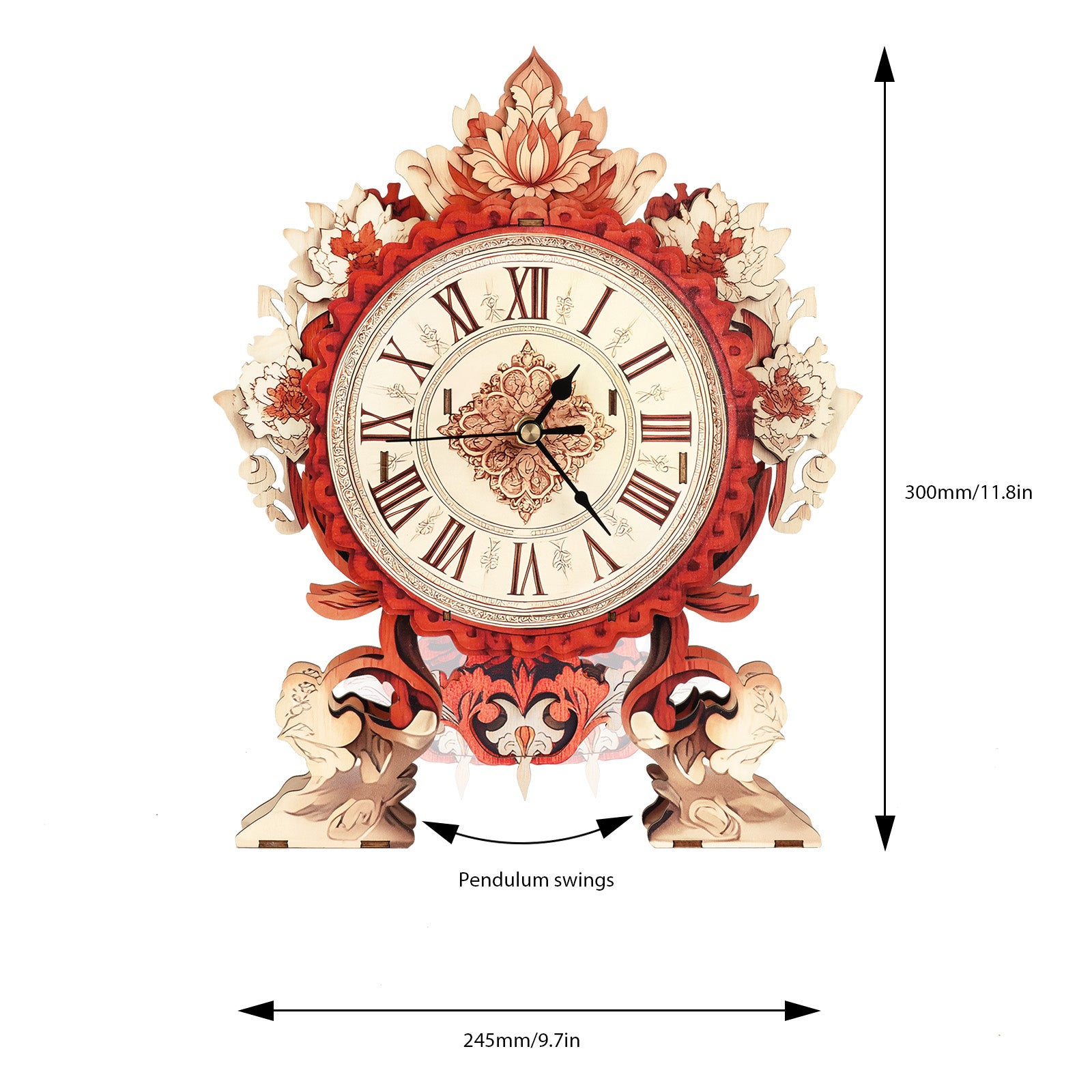 Fire Flame Flowerâ€“ DIY Wooden Clock, 3D Puzzle Craft Kit
