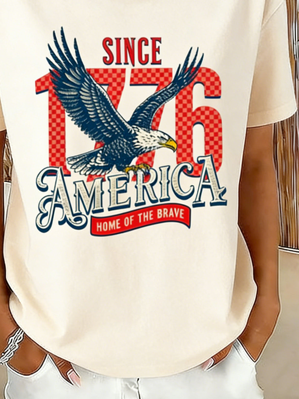 Casual Crew Neck Regular Fit Independence Day T-Shirt