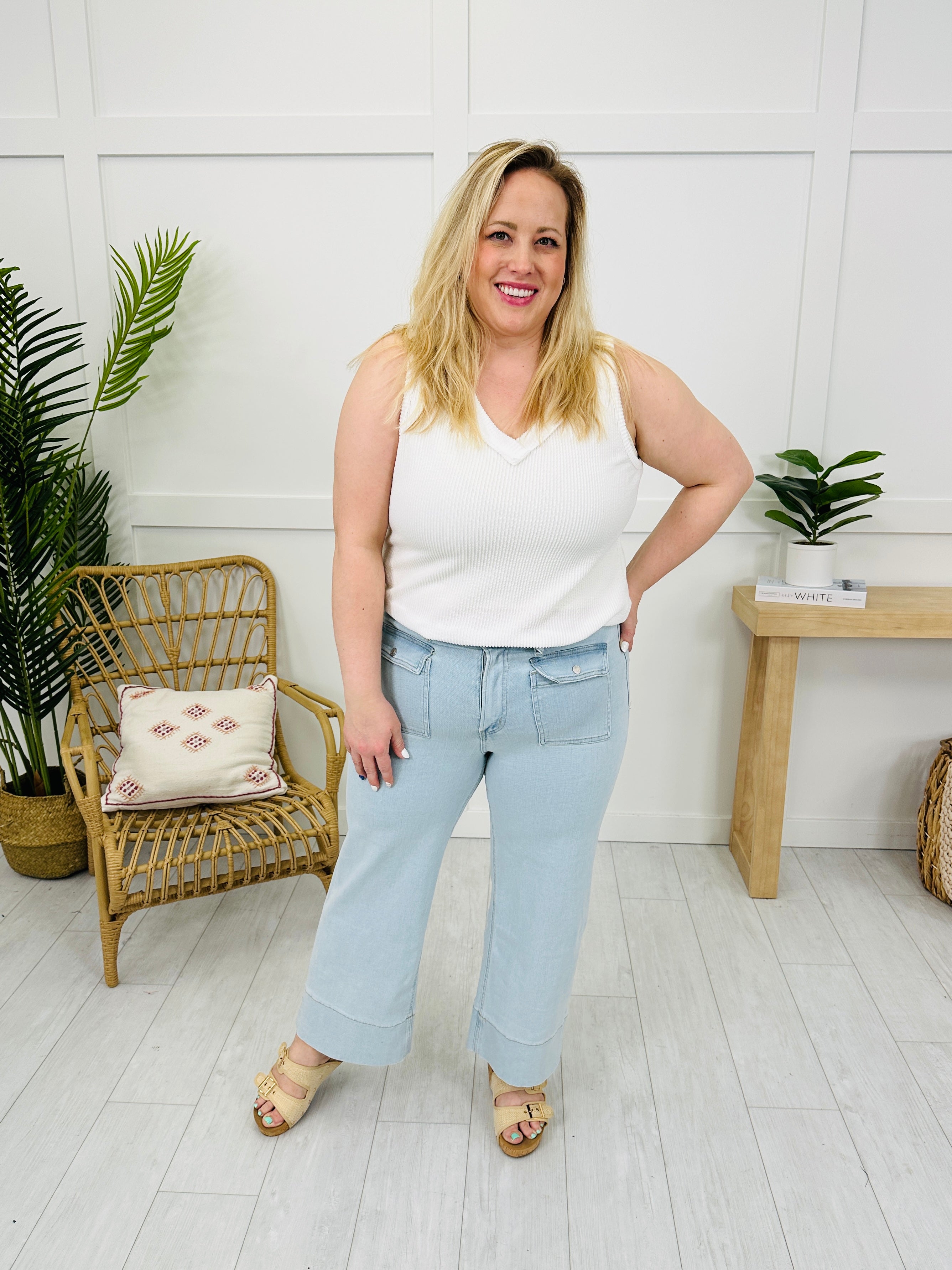 Mica Step Into Style Cropped Wide Leg Jeans