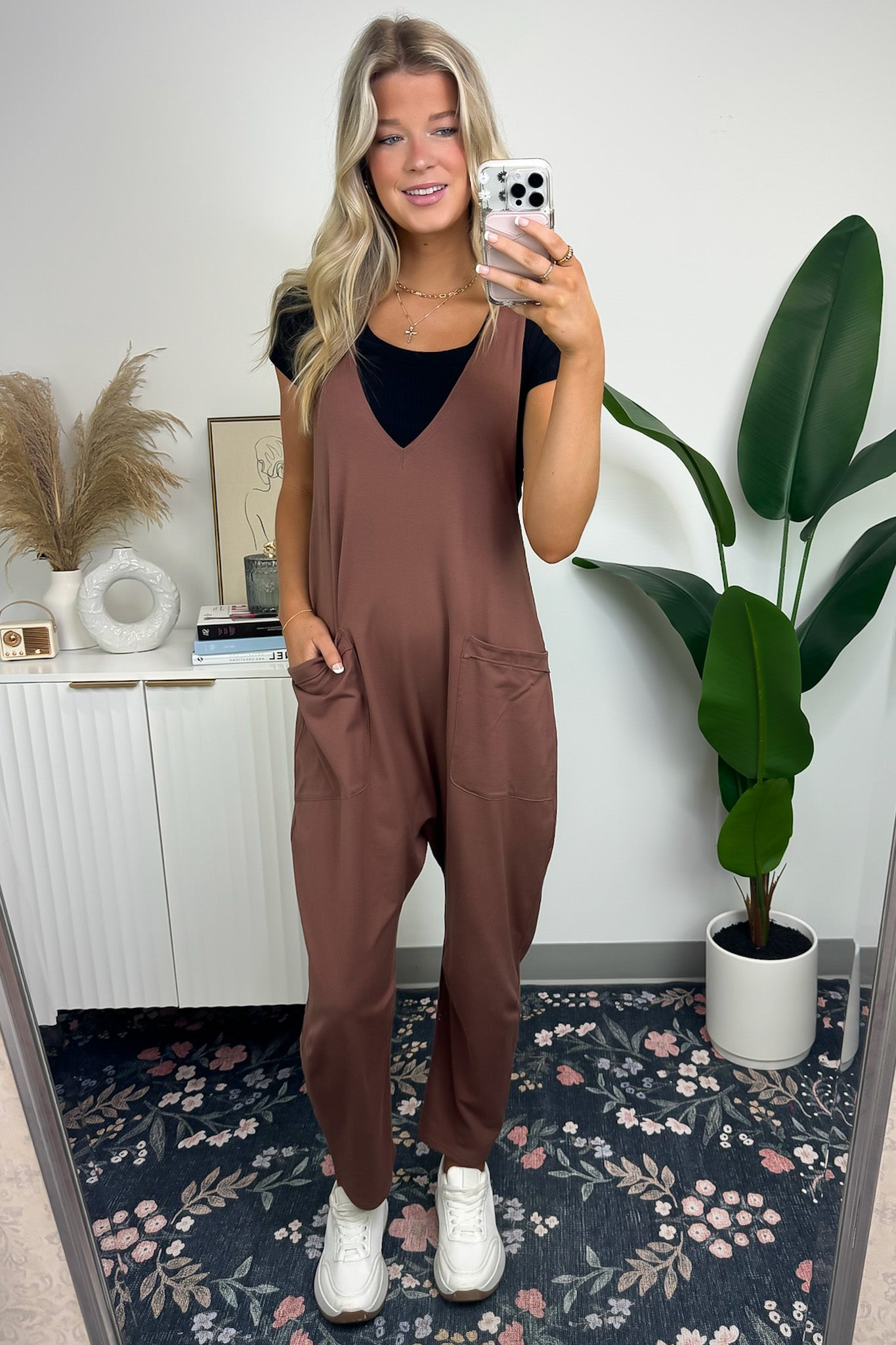 Relaxed Fit V-Neck Jumpsuit