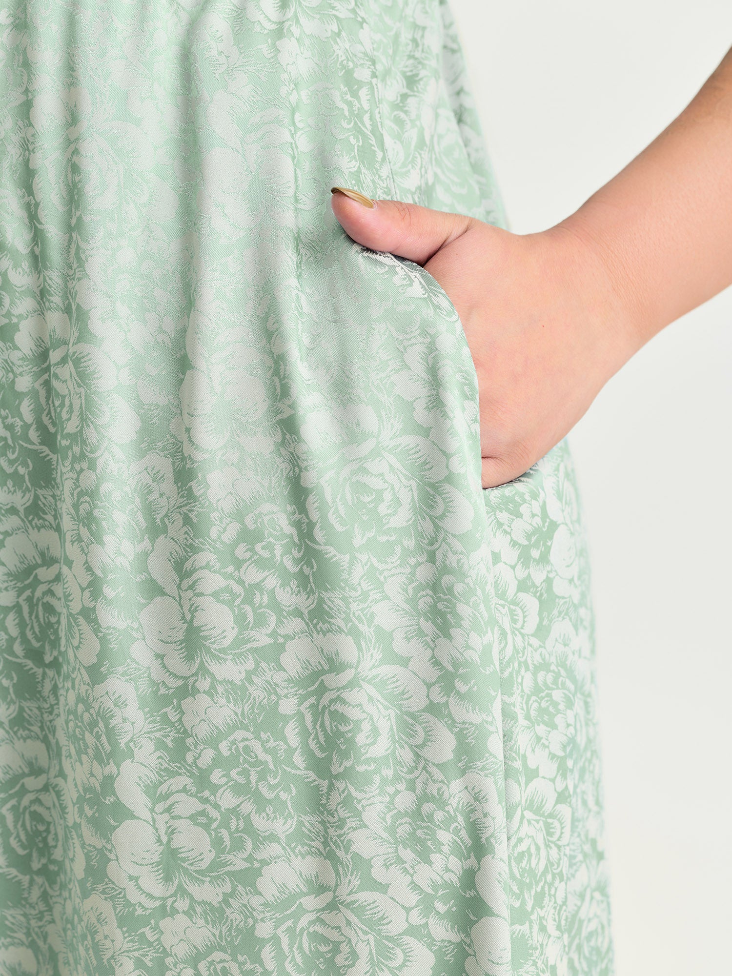 Floral Texture Square Neckline Party Maxi Dress