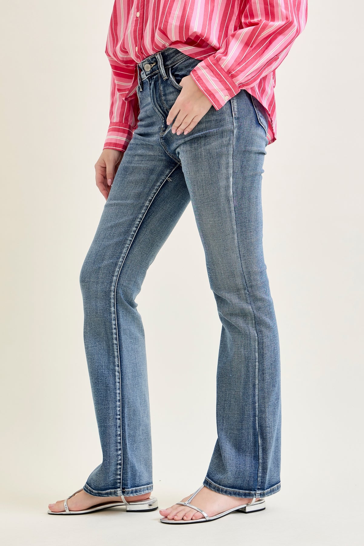 Daisy Contrast Wash Bootcut Jeans