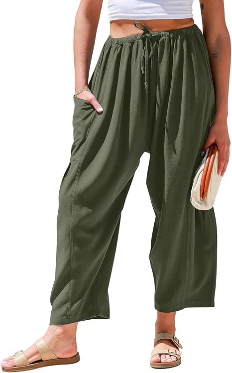 🎁Women's Polyester Wide Leg Pants with Pockets