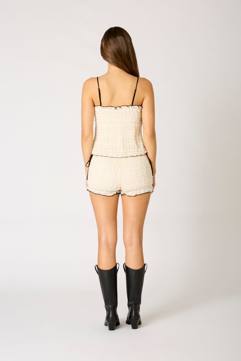 Ruffle Tie Smocked Top