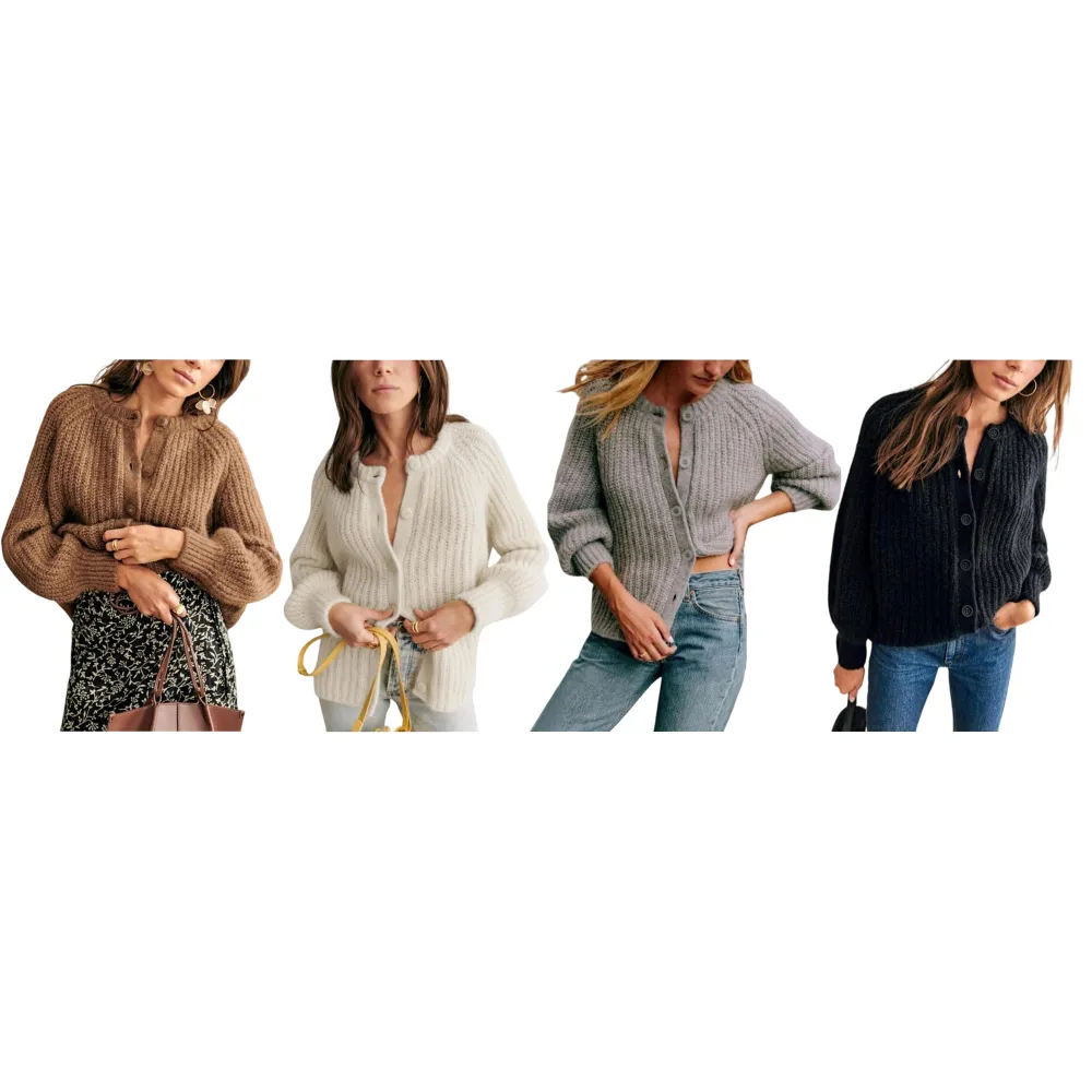 Women's Crewneck Button Down Cardigan Sweater