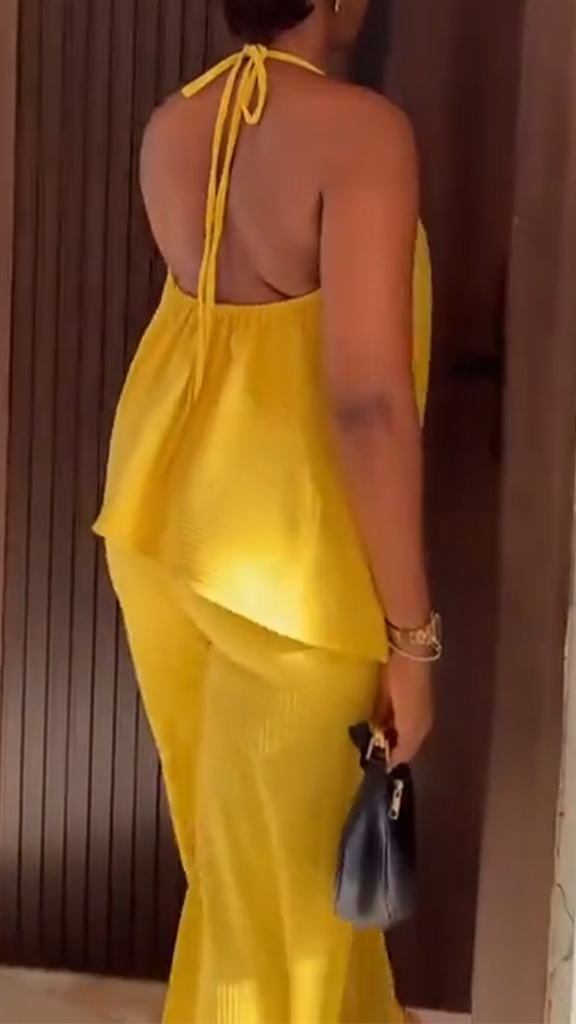 Womens Neck Hanging Solid Color Casual Set