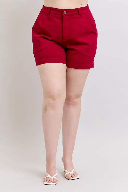 High Waist Tummy Control Garment Dyed Heart Shaped Denim Shorts