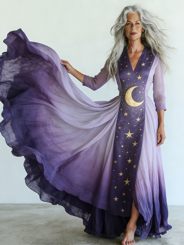 Embroidered Retro Loose Embroidered Printed Contrast Color Dress1743