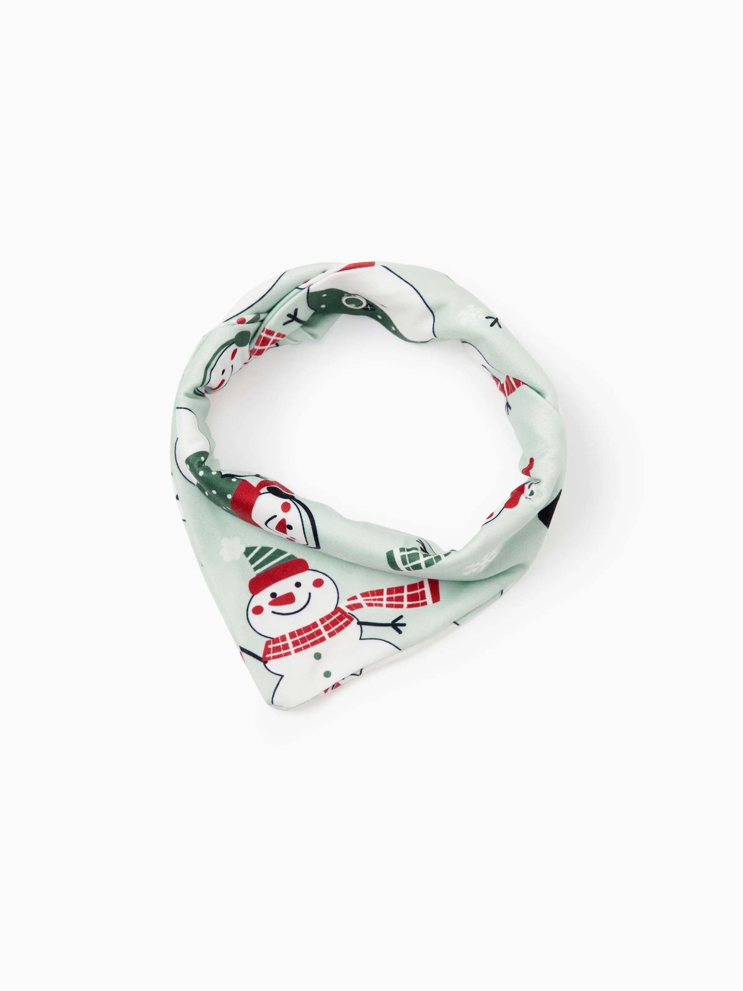 Christmas Matching Family Pajamas Set Christmas Snowman Print PJS with Christmas Socks Mint Green