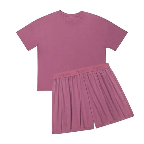 Womens 2 Piece Lounge Set, Comfywear Supersoft Boxy T-shirt & Sleep Shorts Loungewear Set