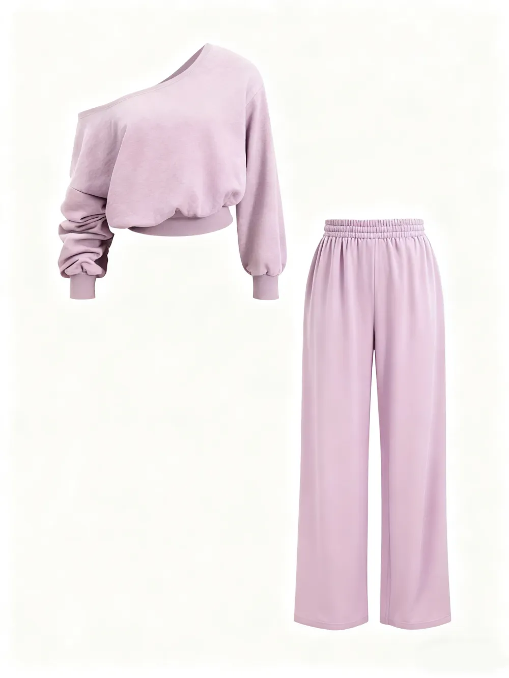 Women's Casual Drop Shoulder Top & Wide Leg Pants Set