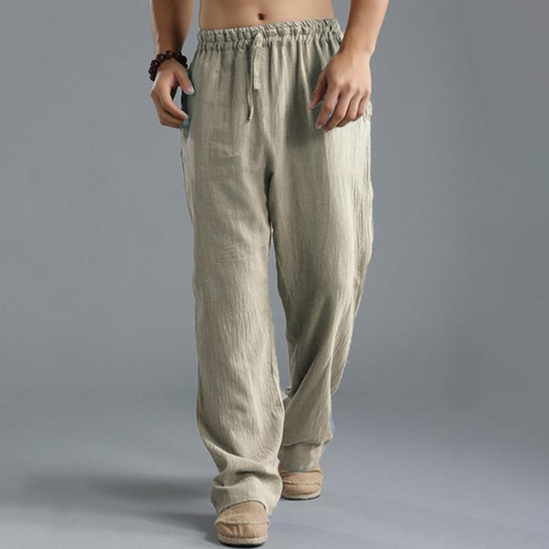 Men'S Vintage Drawstring Casual Cotton Linen Pants