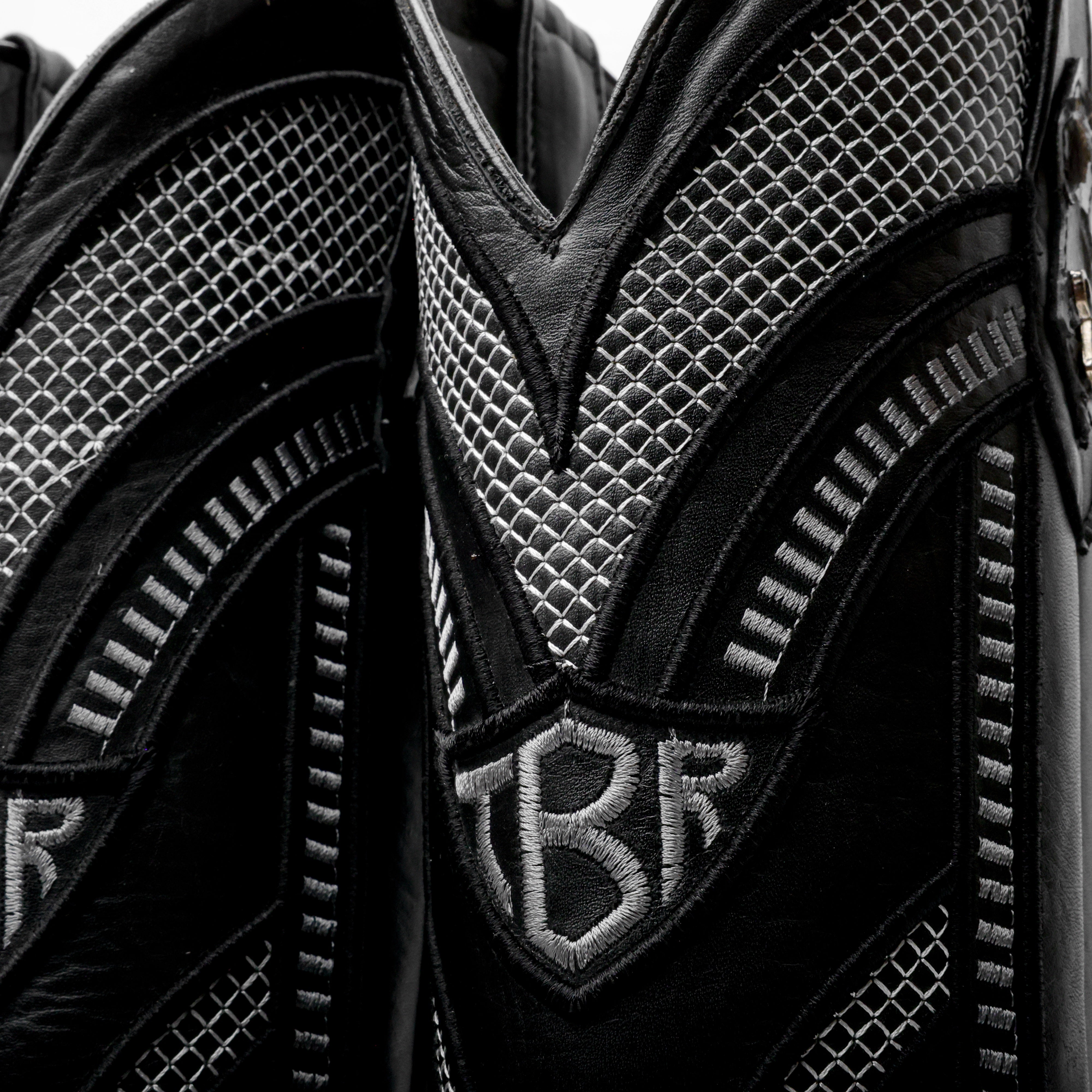 Grey Jumbo Python Leather Boots - Square Toe