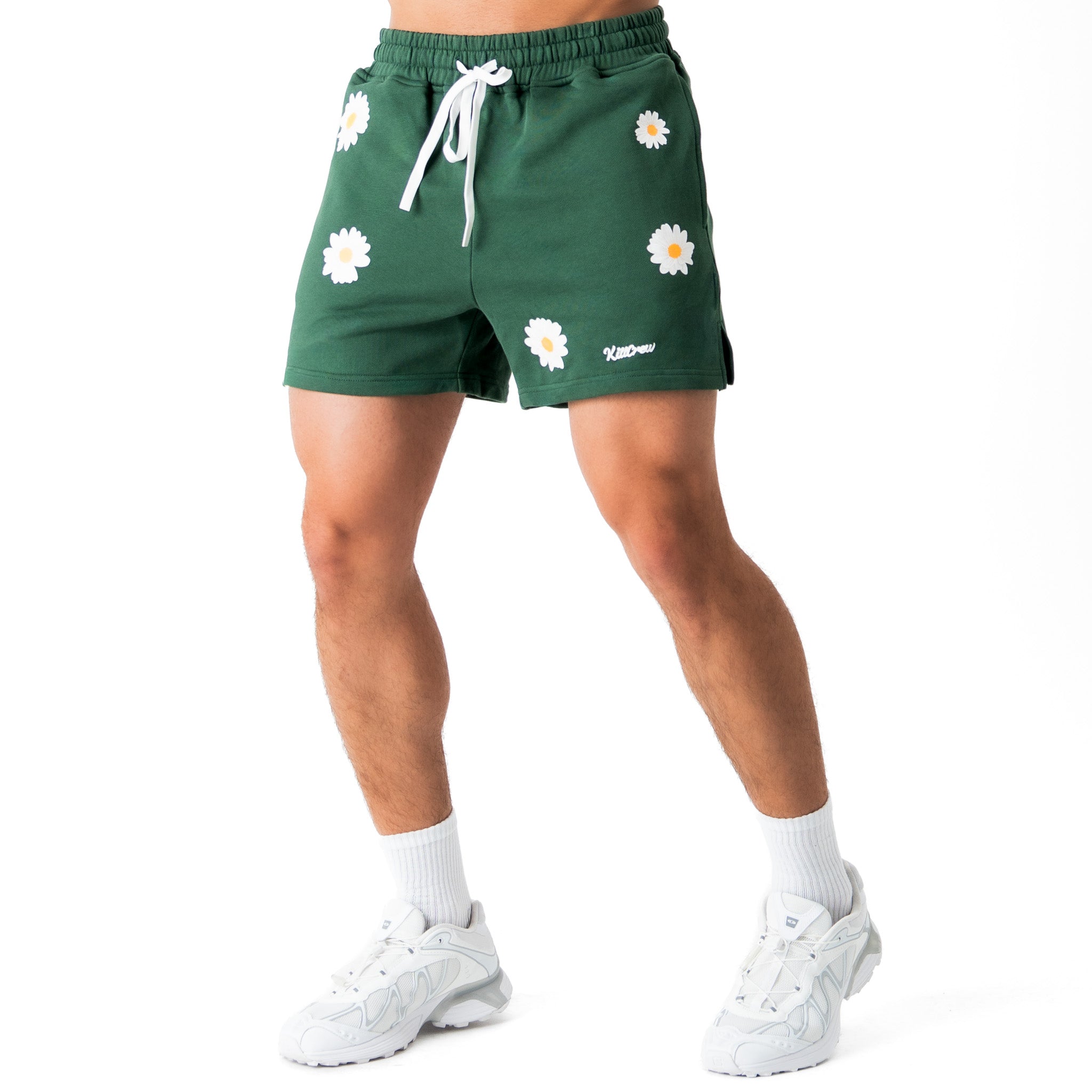 COTTON SHORTS (MID THIGH CUT) DAISY - GREEN