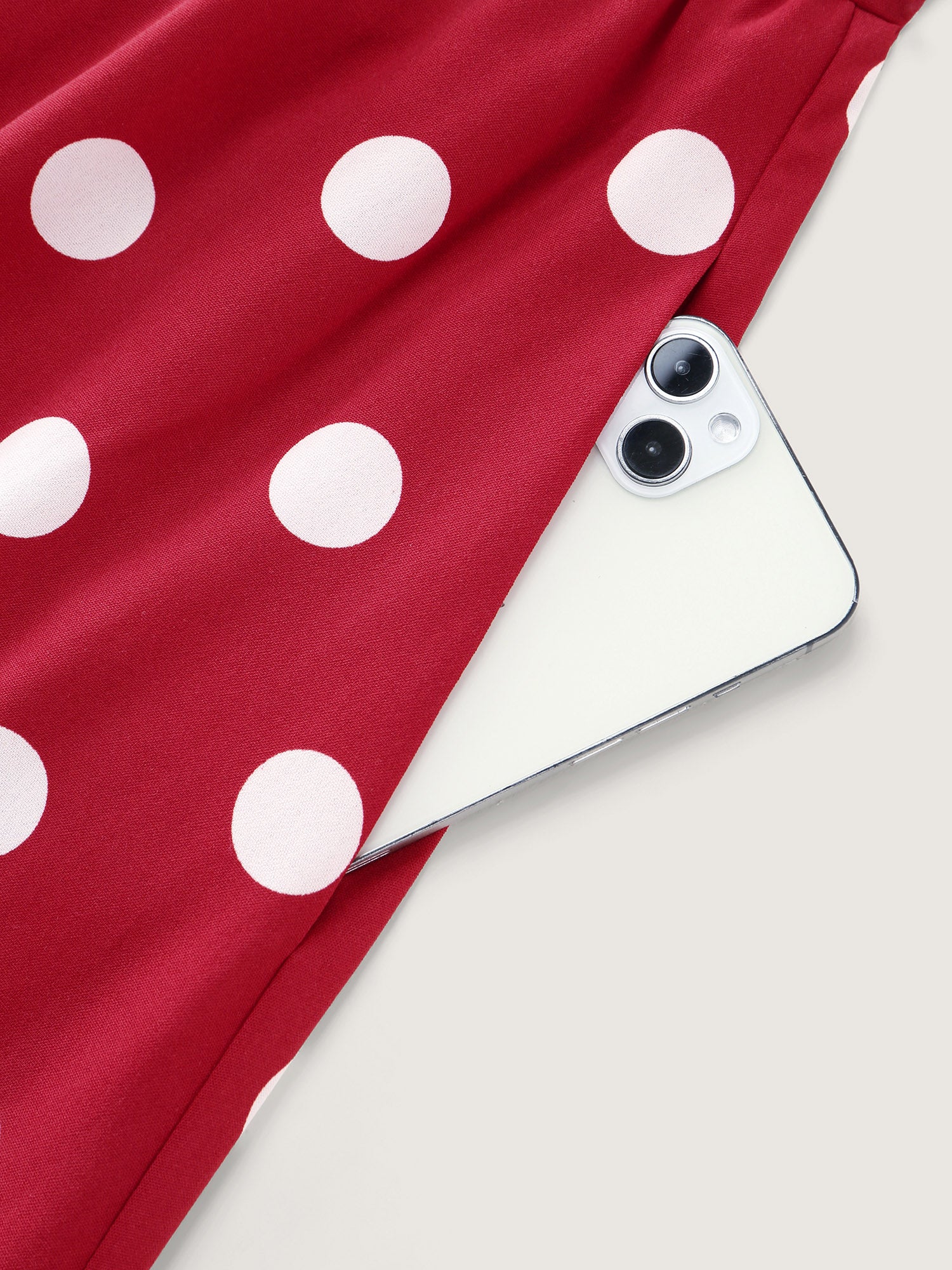 Polka Dots Shirred Cinched Waist Midi Dress