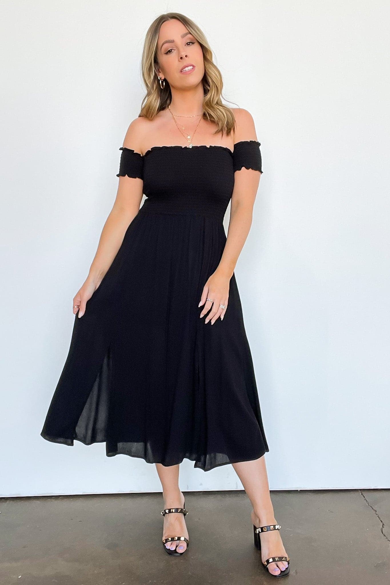 Off Shoulder Smocked Dress