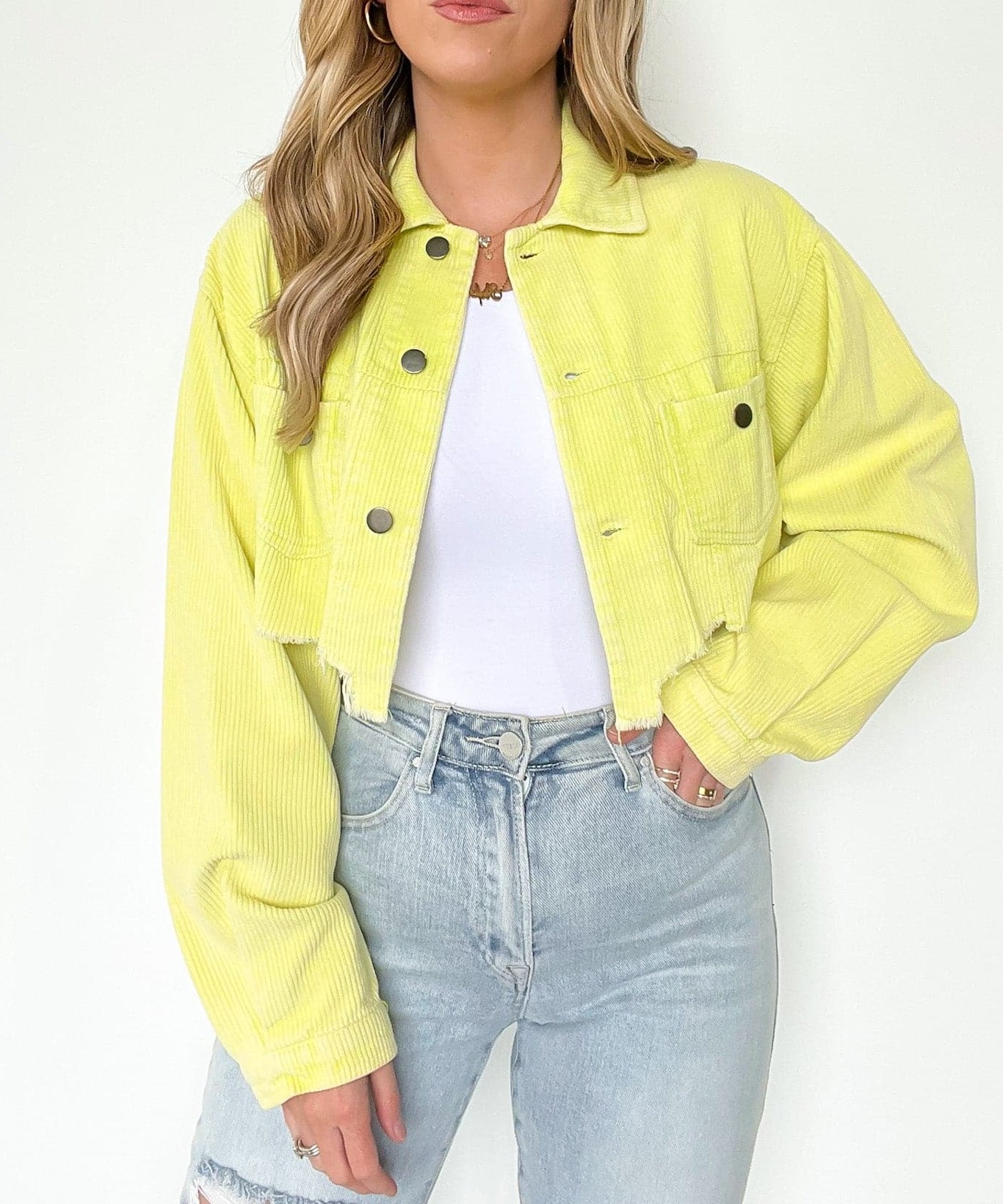 Perfect Promise Cropped Distressed Corduroy Jacket
