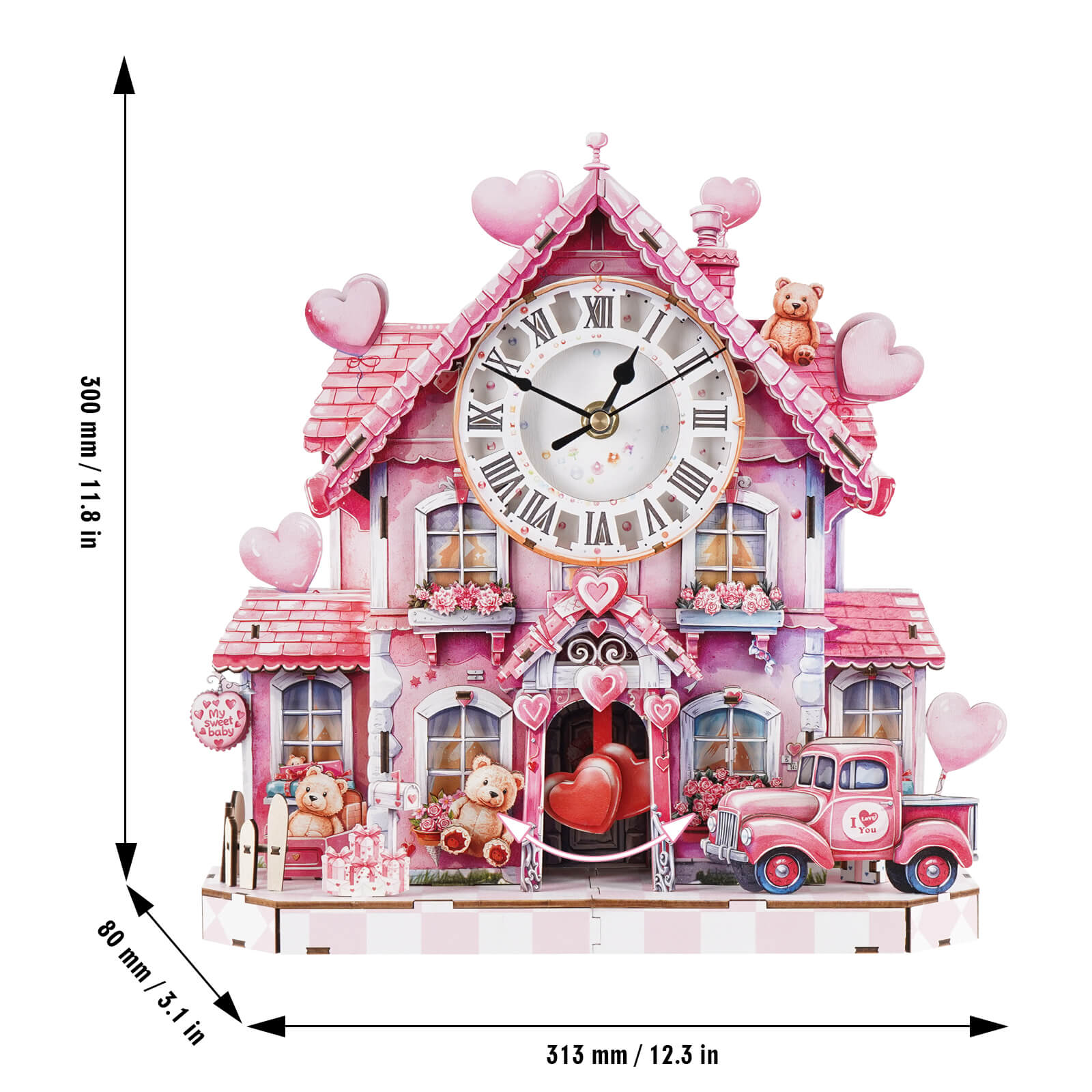 Sweetheart Cottage – DIY Wooden Clock, 3D Puzzle Craft Kit