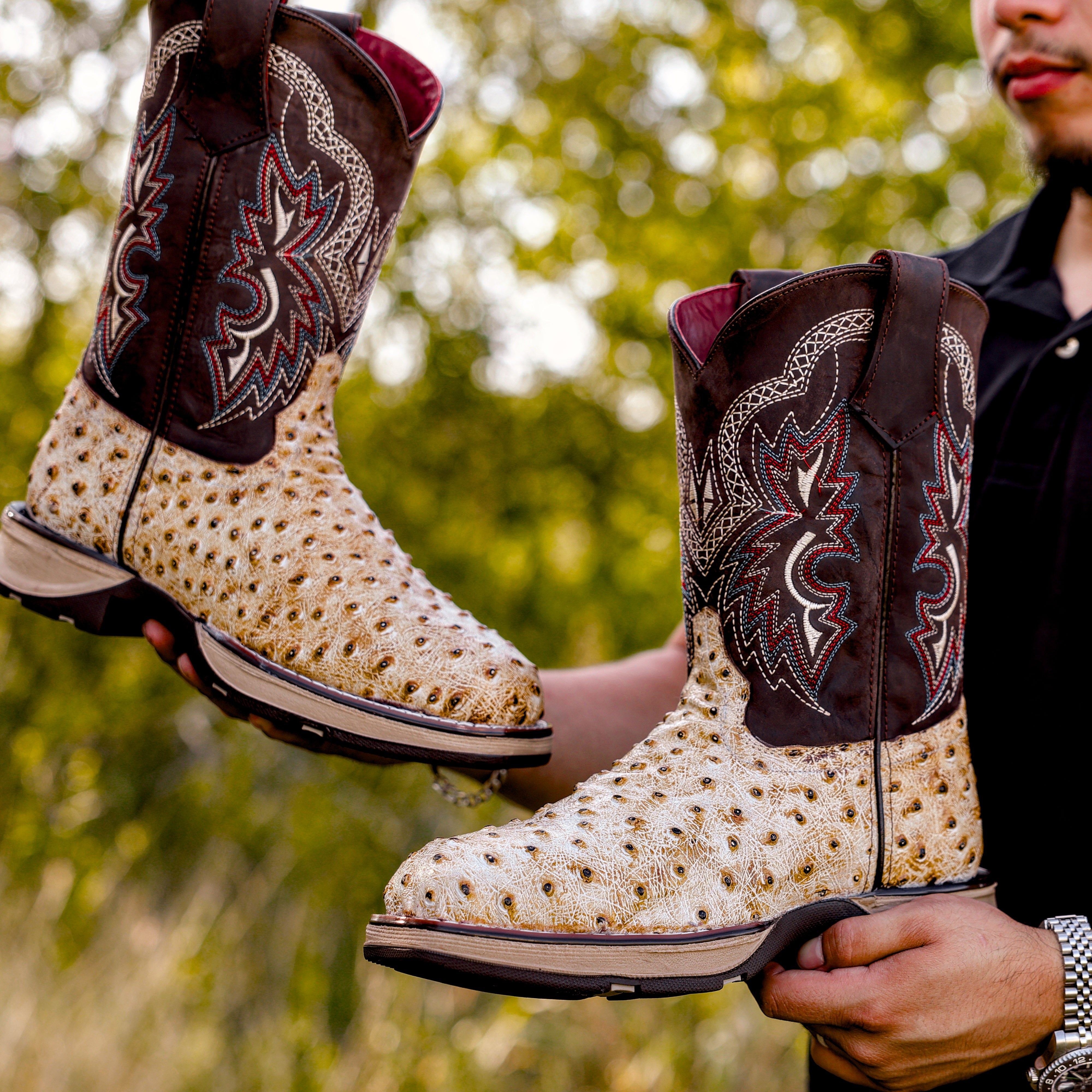 Desert Orix Ostrich Leather Boots With 3D Lightweight Sole - Composite Toe