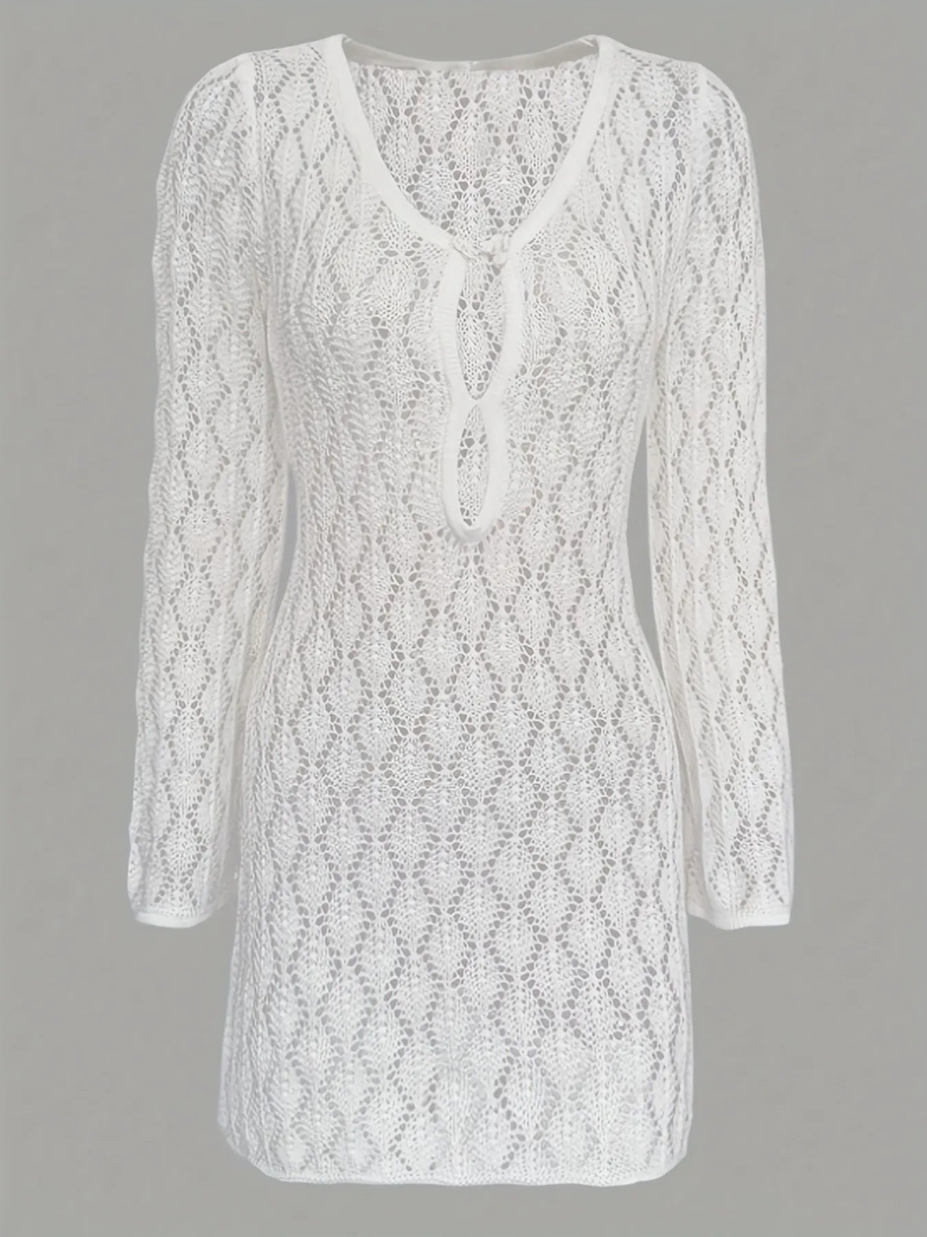 Openwork Long Sleeve Knit Dress