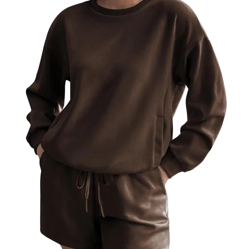 Women's Sporty Round Neck Tracksuit Set