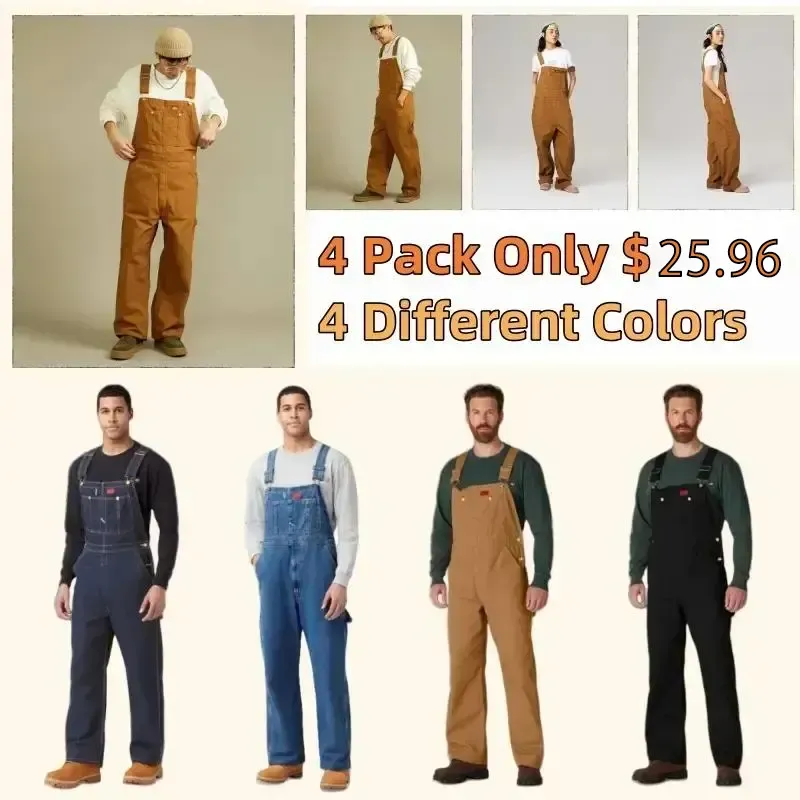 🔥Last Day Promotion!Men's Denim Bib Overalls, Workwear with Adjustable Straps and Convenient Tool Pockets
