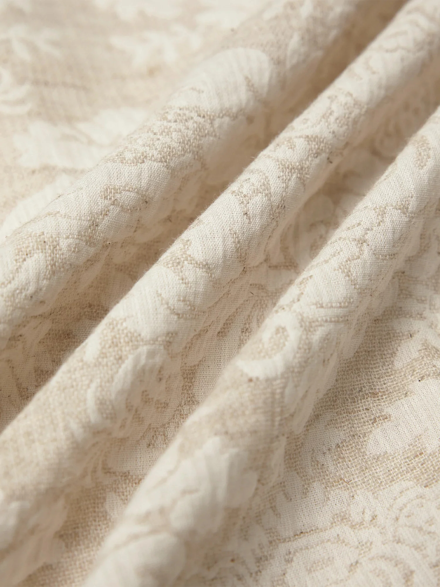 Cotton & Linen Lapel Sleeveless Jacquard Shirt