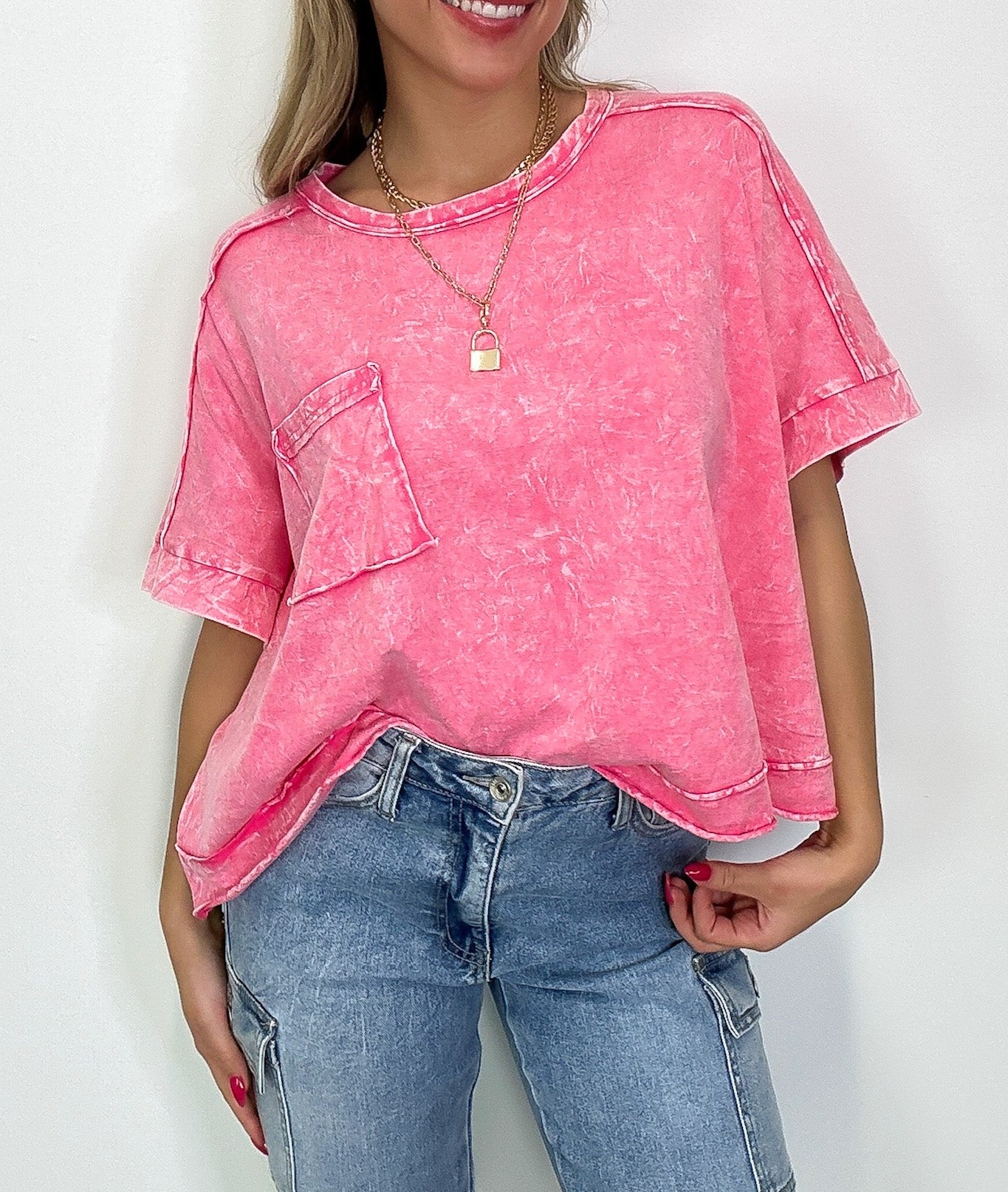 Vivid Aura Mineral Wash Oversized Tee