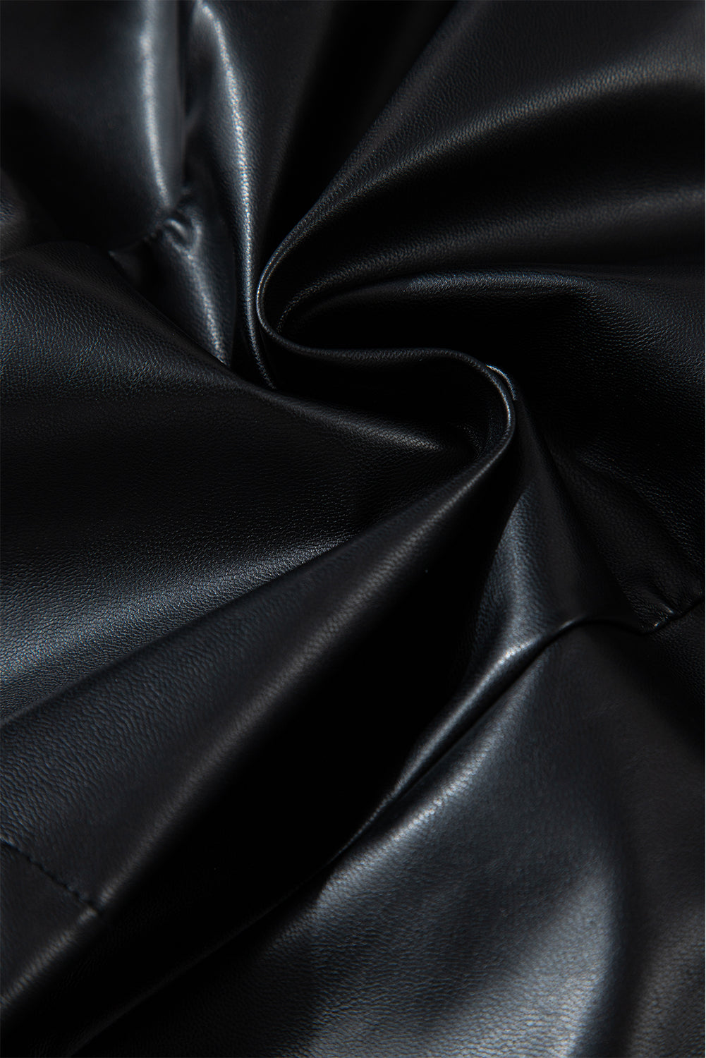 Black Pu Leather Side Slits Slim Fit High Waist Mini Skirt